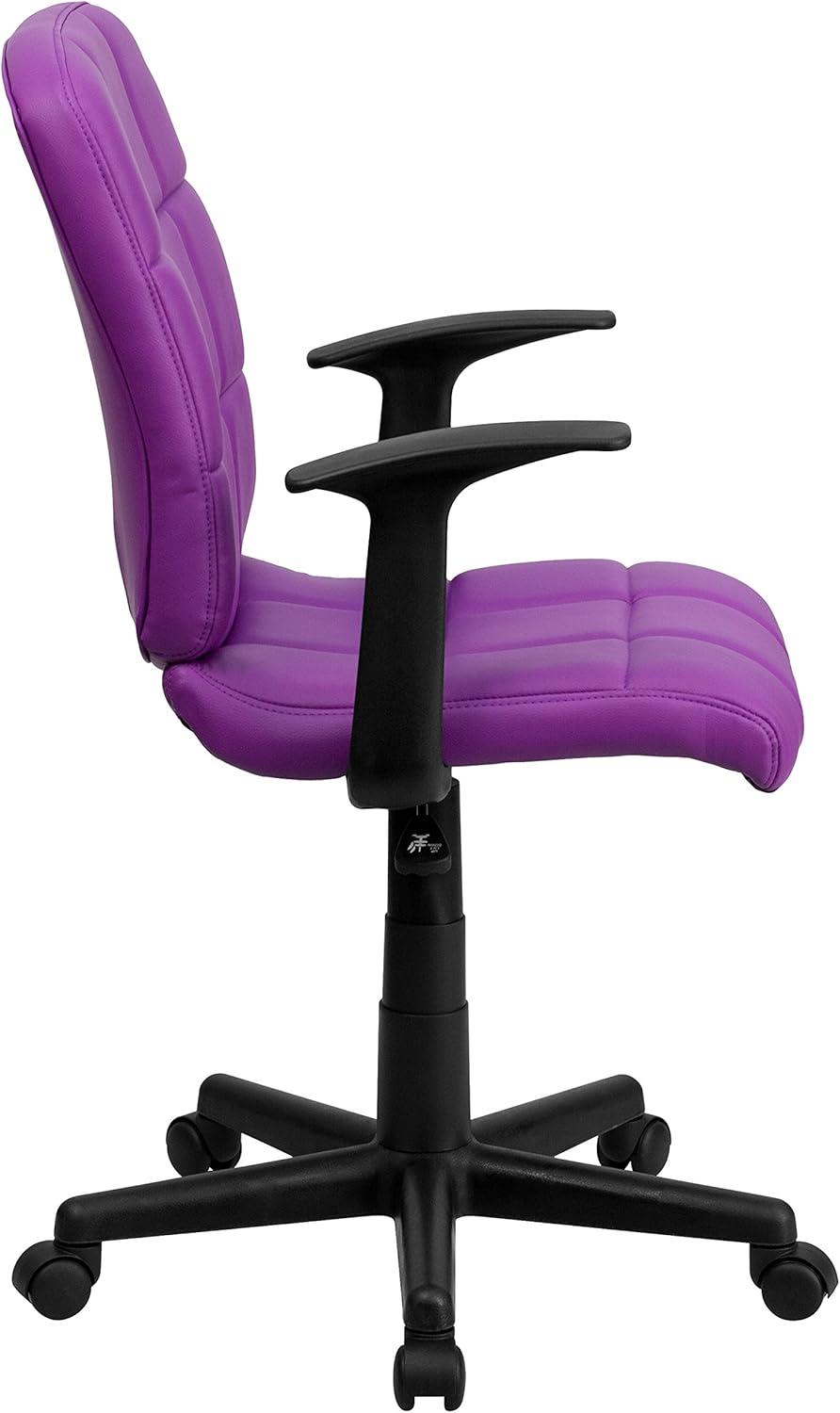 image:imageFlash Furniture Clayton MidBack Pink Quilted Vinyl Swivel Task Office Chair with ArmsPurple