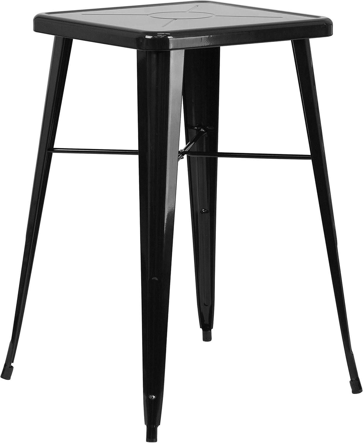 image:imageFlash Furniture Commercial Grade 2375 Square Red Metal IndoorOutdoor Bar Table Set with 2 Stools with BacksRed
