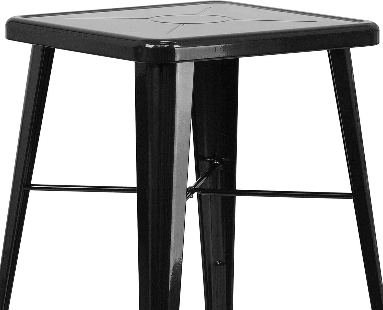image:imageFlash Furniture Commercial Grade 2375 Square Red Metal IndoorOutdoor Bar Table Set with 2 Stools with BacksRed