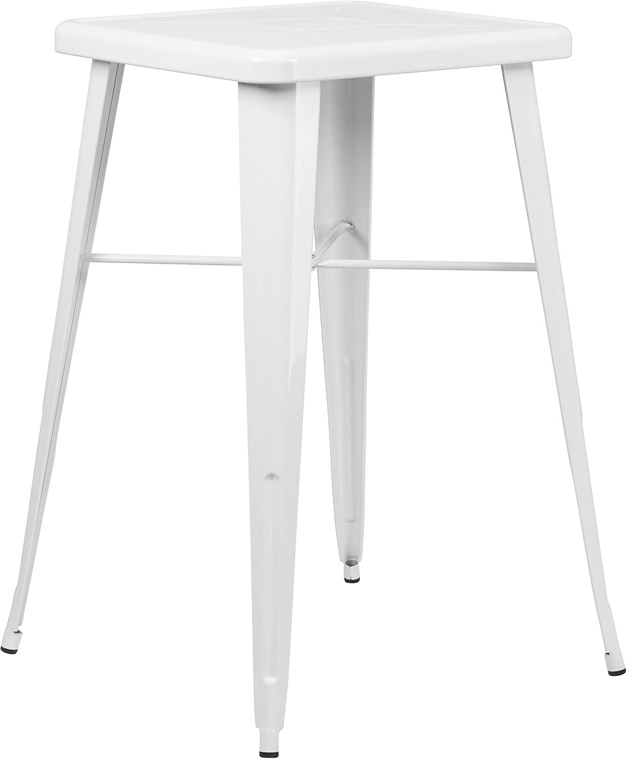 image:imageFlash Furniture Commercial Grade 2375 Square Red Metal IndoorOutdoor Bar Table Set with 2 Stools with BacksWhite