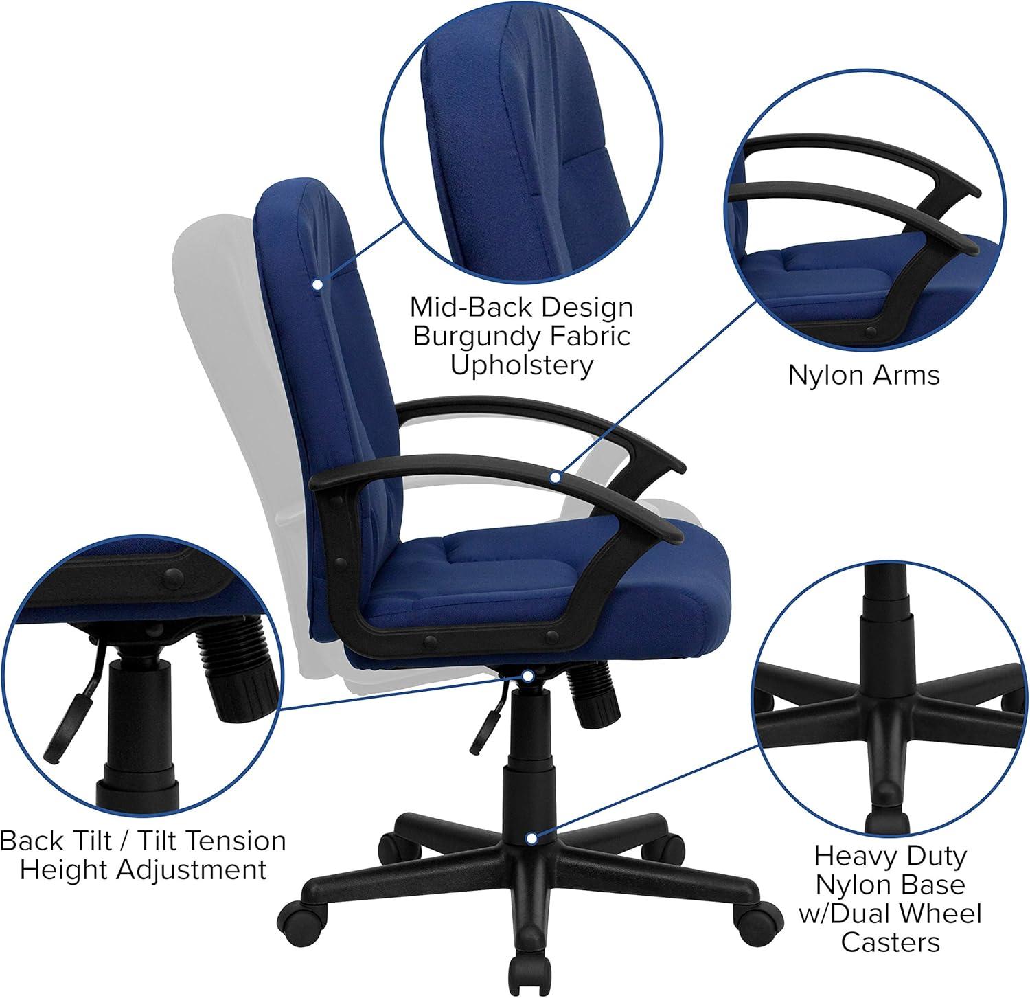 image:imageFlash Furniture Garver MidBack Navy Fabric Executive Swivel Office Chair with Nylon Arms