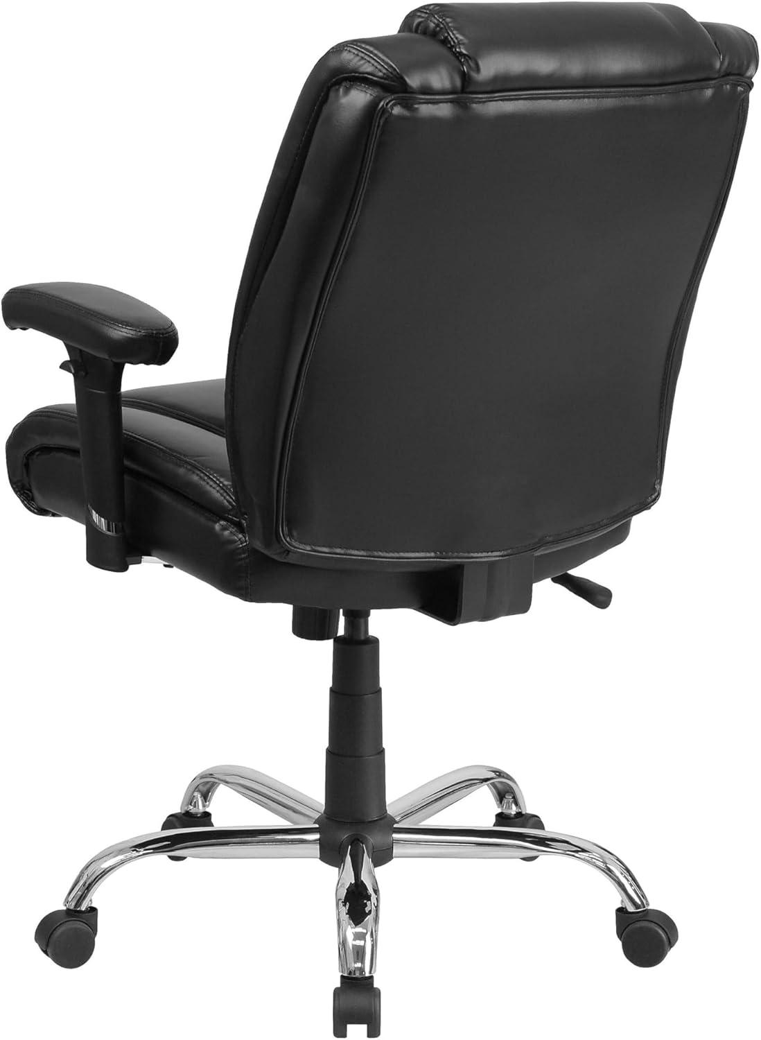 image:imageFlash Furniture HERCULES Series Big amp Tall 400 lb Rated Black LeatherSoft Ergonomic Task Office Chair with Chrome Base and Adjustable Arms