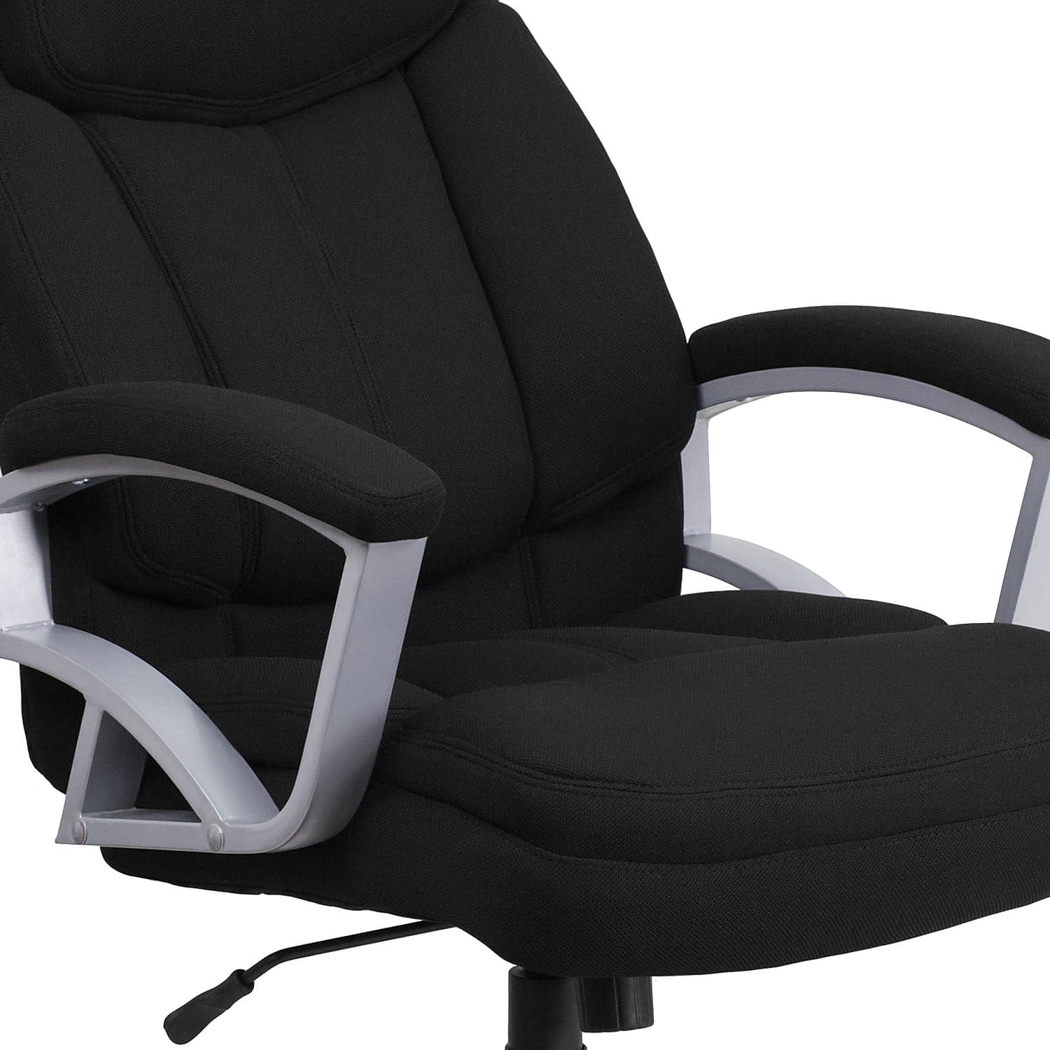 image:imageFlash Furniture HERCULES Series Big amp Tall 500 lb Rated Black LeatherSoft Executive Swivel Ergonomic Office Chair with ArmsBlack Fabric