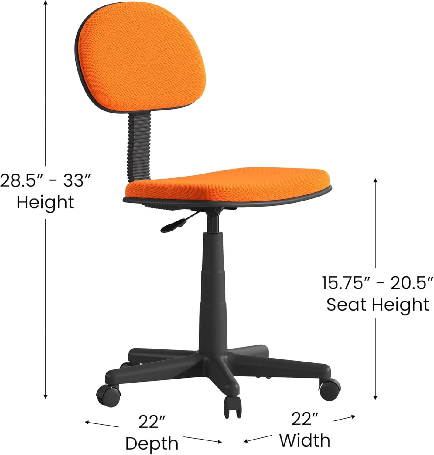image:imageFlash Furniture Harry Low Back Swivel Task Office Chair Adjustable Light Orange Student Chair with Padded Mesh Seat amp Back Homeschool Study ChairLight Orange