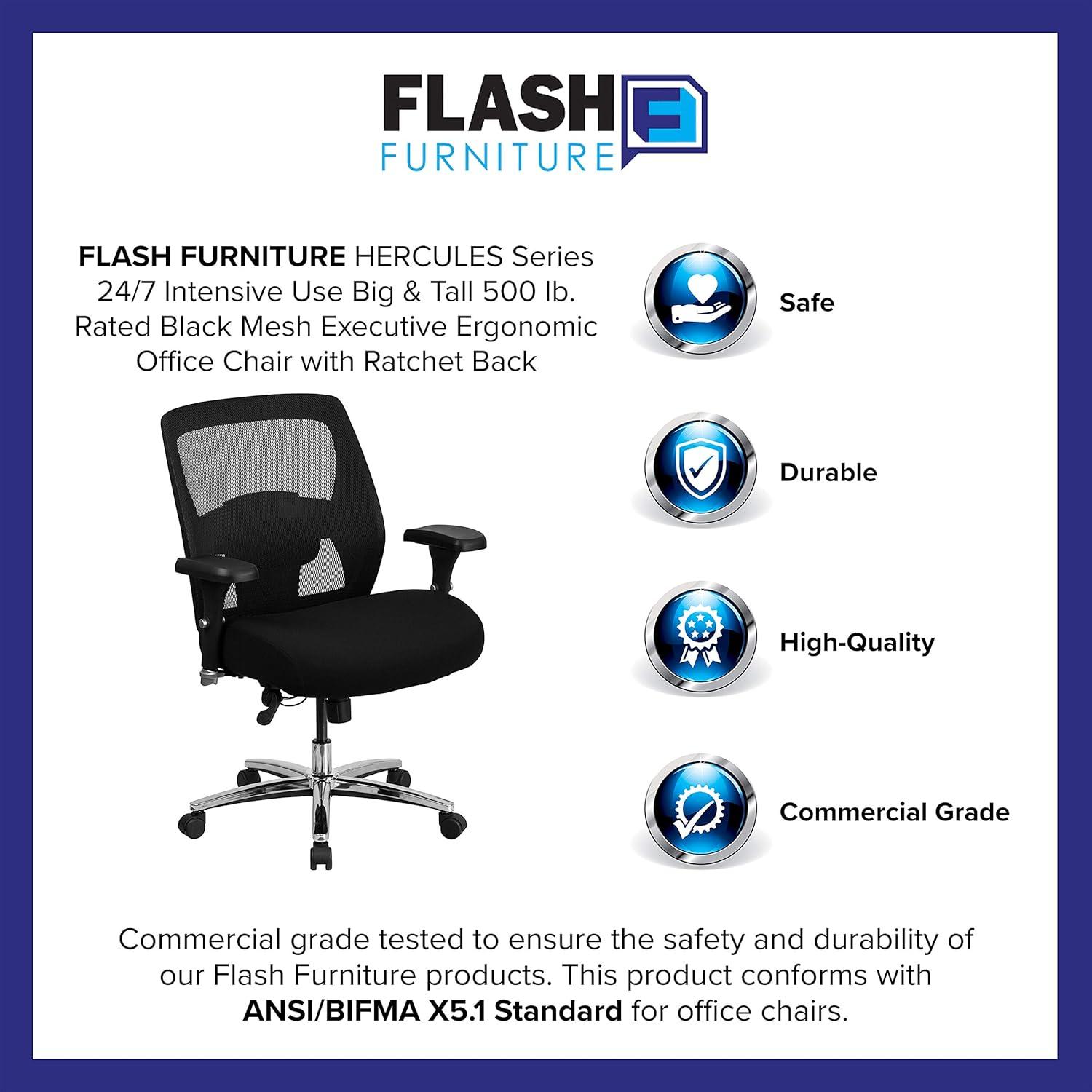image:imageFlash Furniture Hercules Series Big amp Tall Swivel Office and Gaming Chair Ergonomic Mesh Office Chair with Padded Seat and Ratchet Back Black