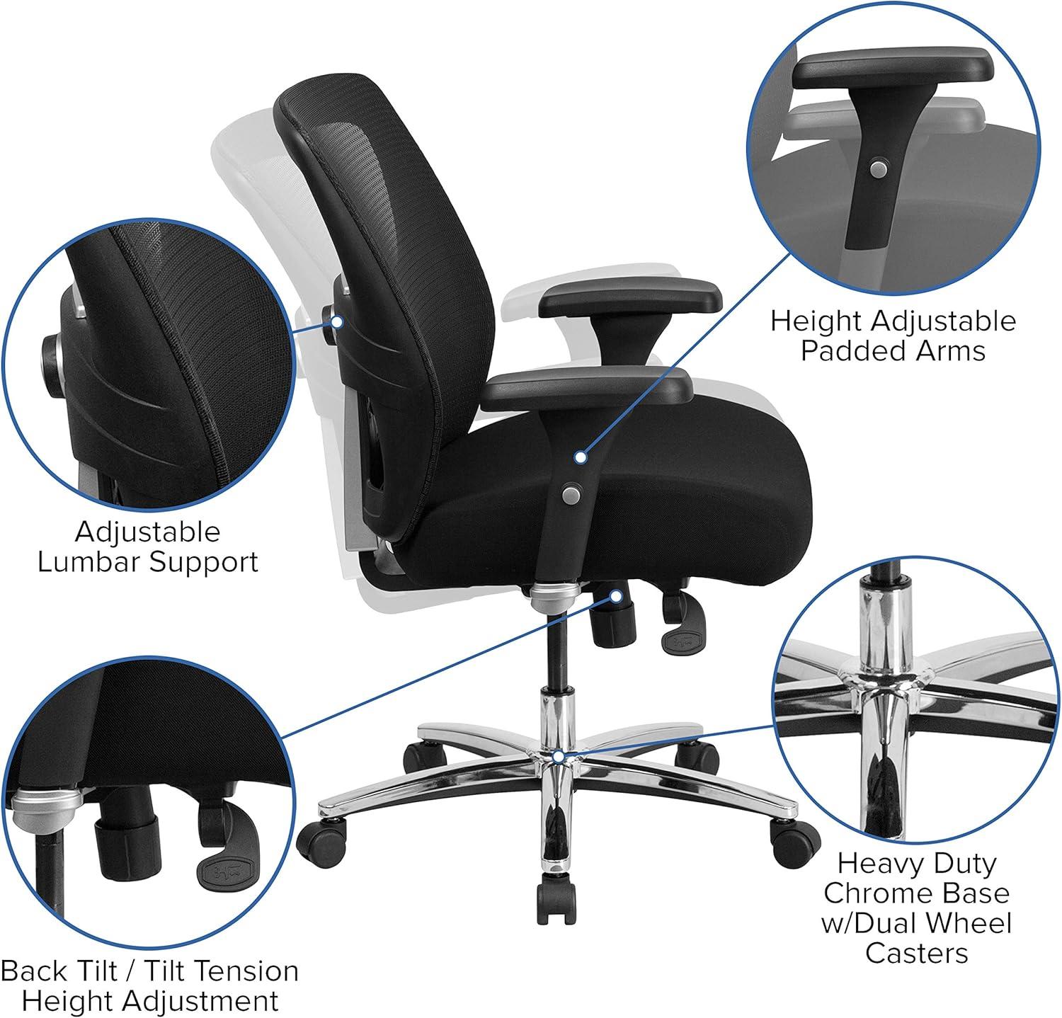 image:imageFlash Furniture Hercules Series Big amp Tall Swivel Office and Gaming Chair Ergonomic Mesh Office Chair with Padded Seat and Ratchet Back Black
