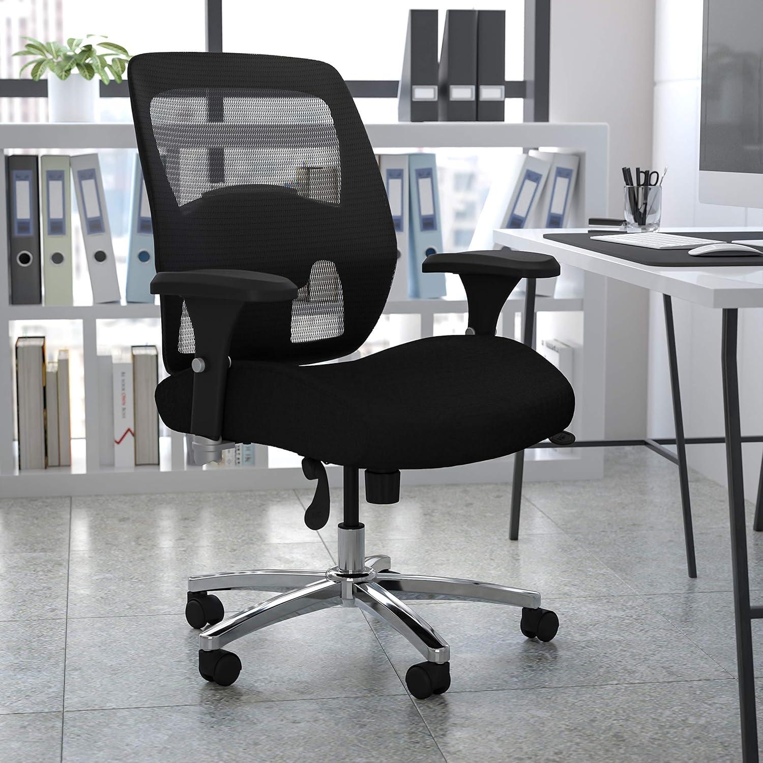 image:imageFlash Furniture Hercules Series Big amp Tall Swivel Office and Gaming Chair Ergonomic Mesh Office Chair with Padded Seat and Ratchet Back Black