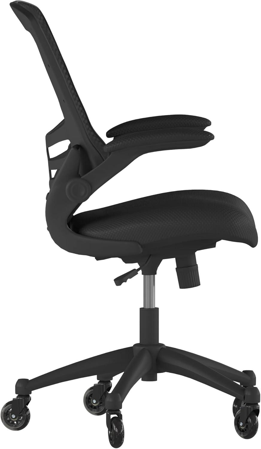 image:imageFlash Furniture Kelista MidBack Black Mesh Swivel Ergonomic Task Office Chair with FlipUp Arms and Transparent Roller WheelsBlack Mesh