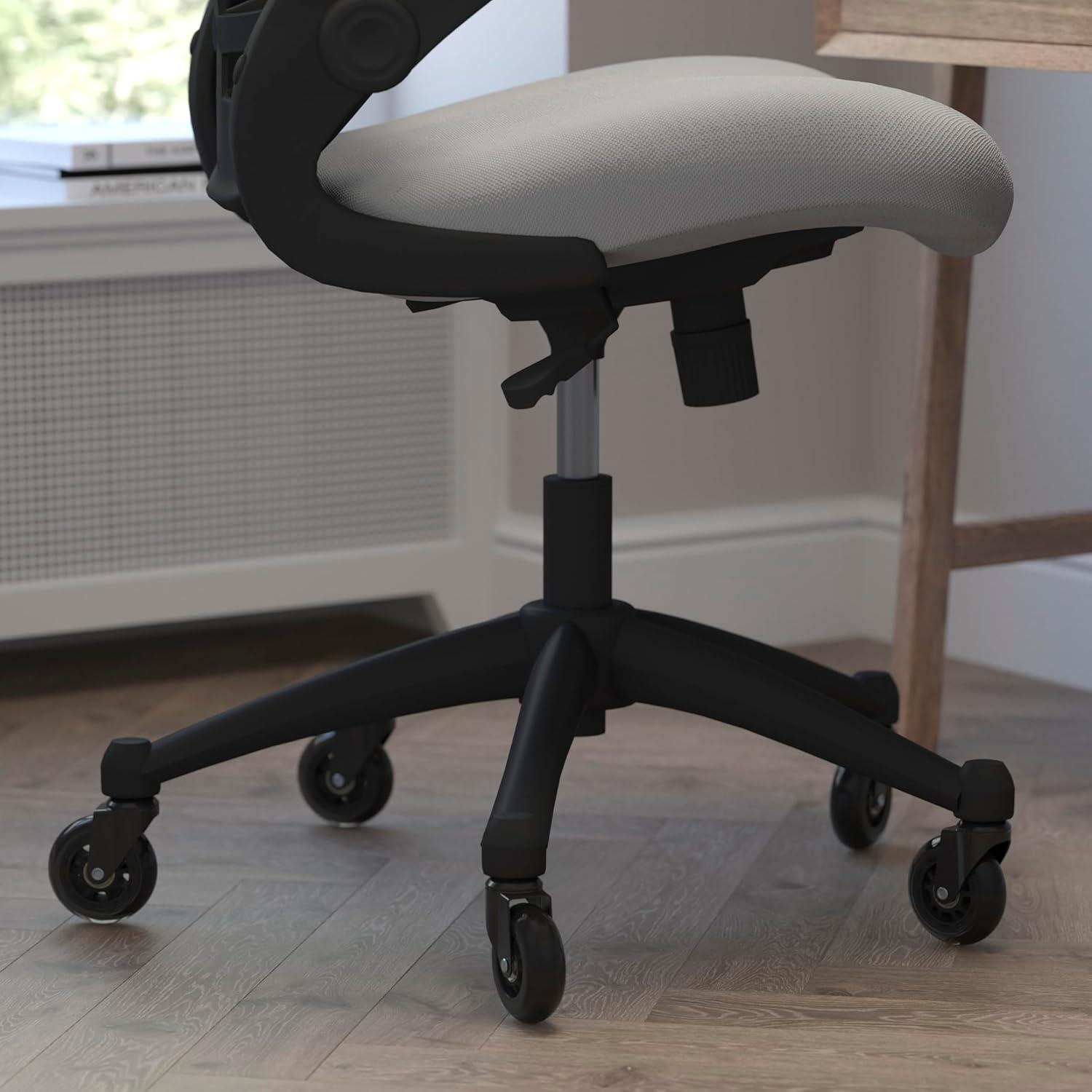 image:imageFlash Furniture Kelista MidBack Black Mesh Swivel Ergonomic Task Office Chair with FlipUp Arms and Transparent Roller WheelsDark Gray Mesh