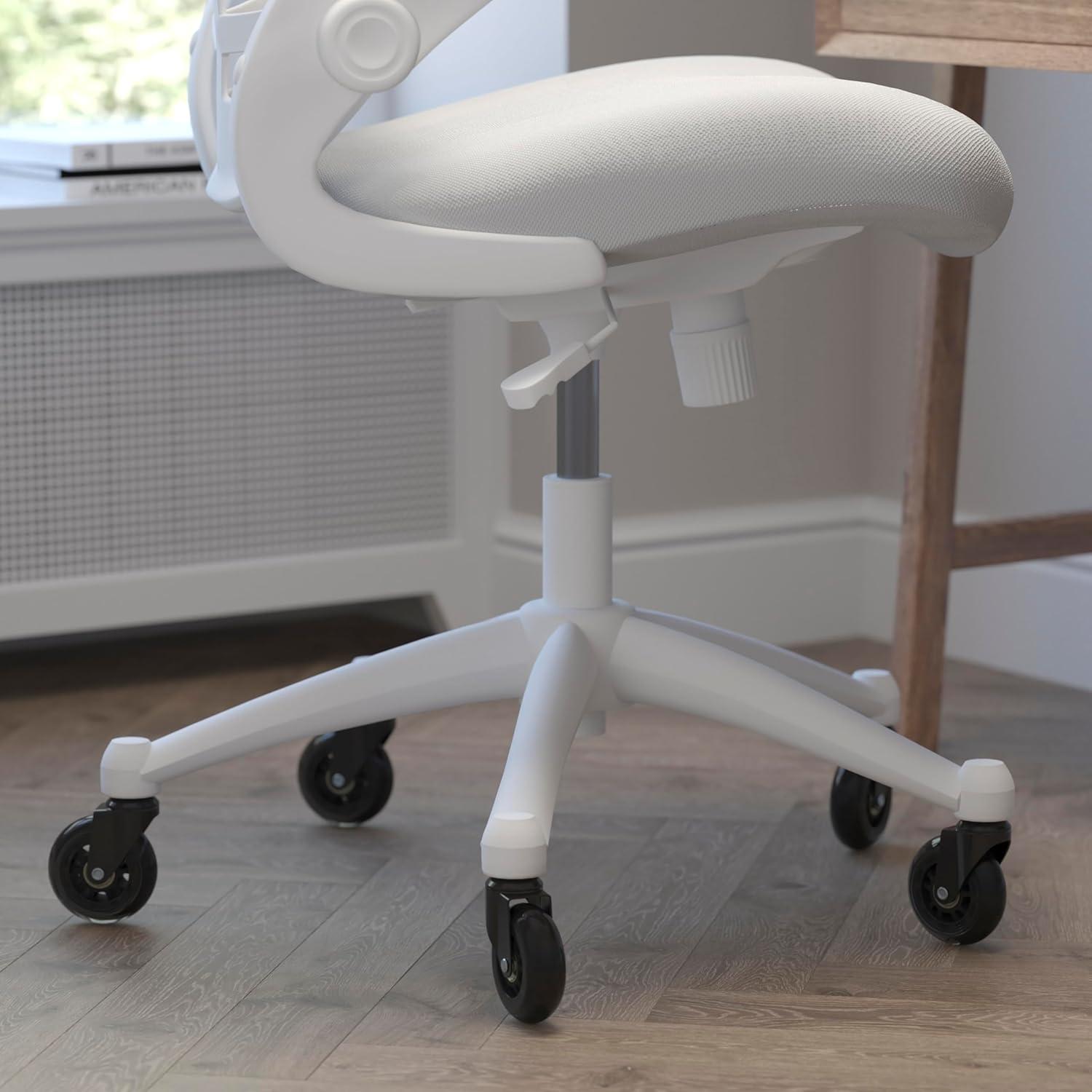 image:imageFlash Furniture Kelista MidBack Black Mesh Swivel Ergonomic Task Office Chair with FlipUp Arms and Transparent Roller WheelsLight Gray MeshWhite Frame
