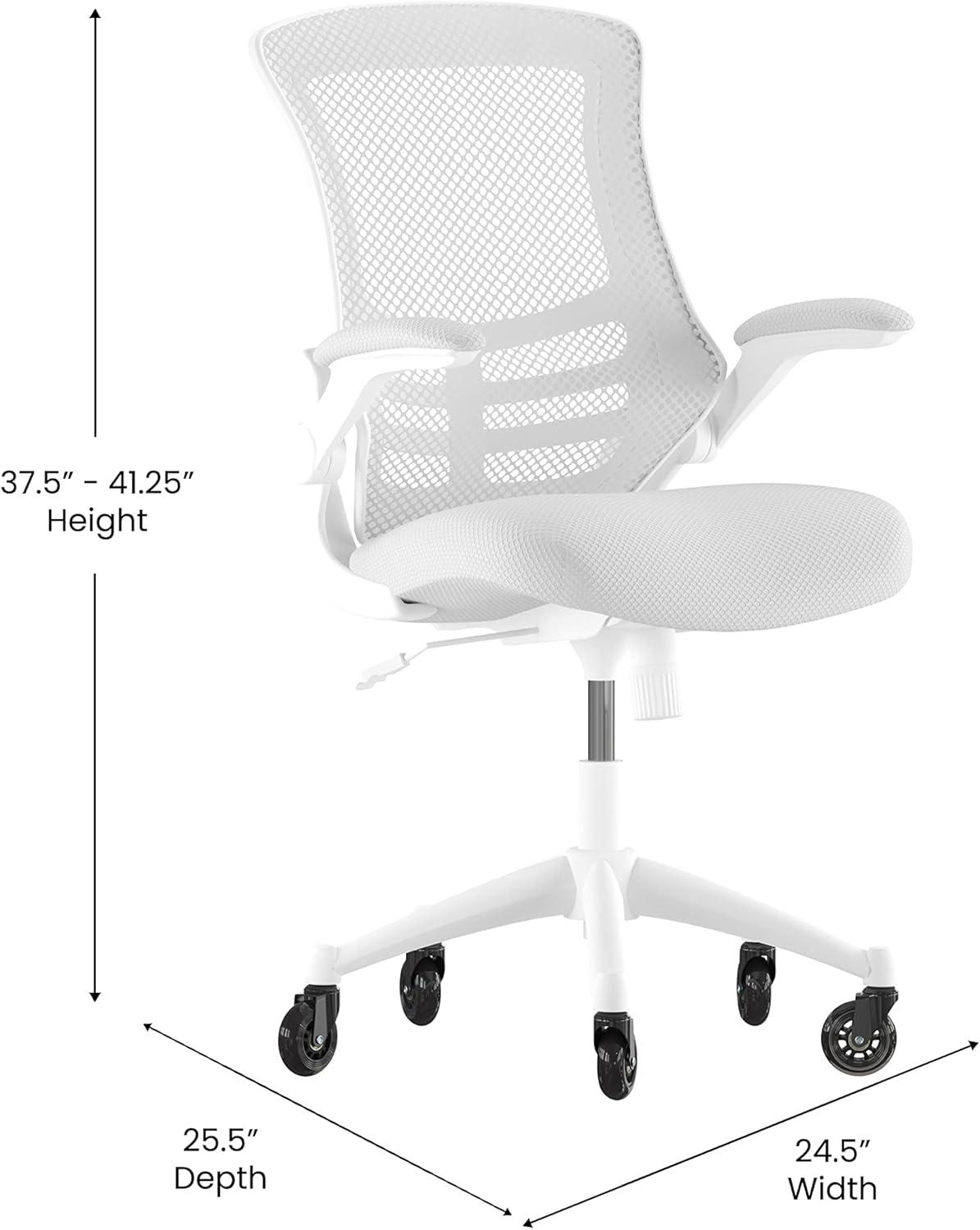 image:imageFlash Furniture Kelista MidBack Black Mesh Swivel Ergonomic Task Office Chair with FlipUp Arms and Transparent Roller WheelsLight Gray MeshWhite Frame