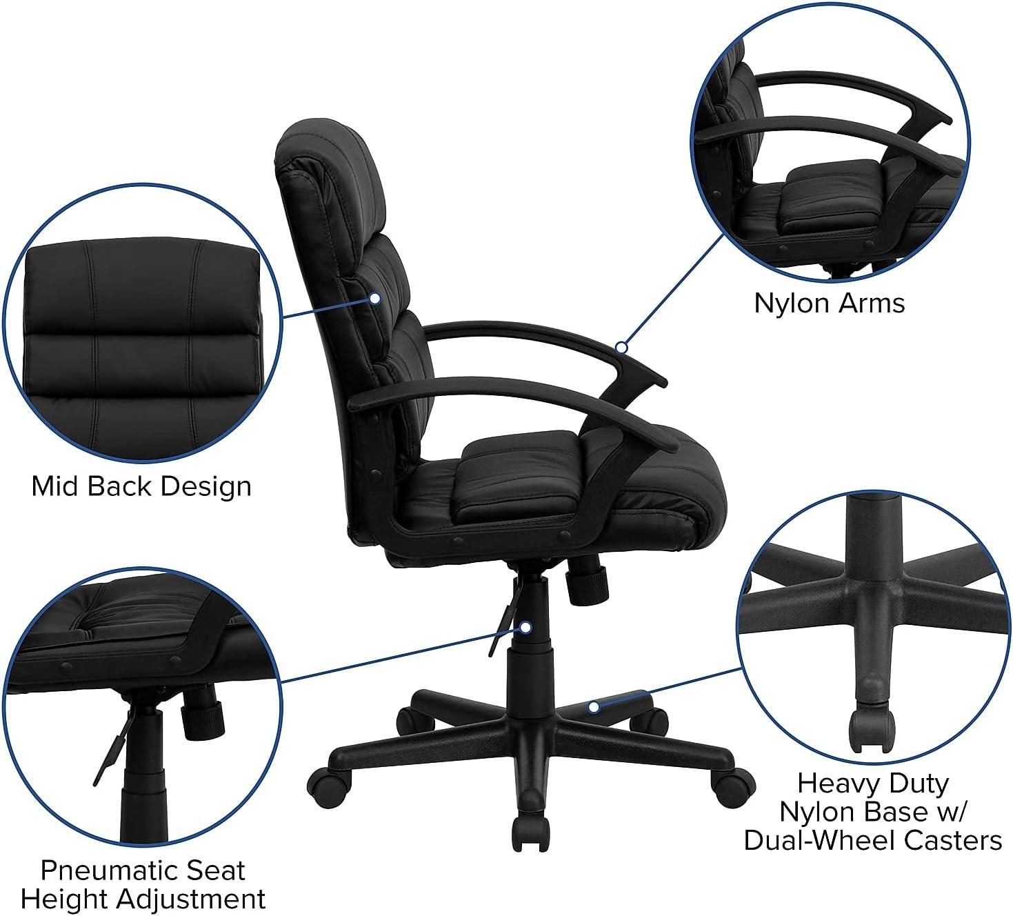 image:imageFlash Furniture Lane MidBack Black LeatherSoft Swivel Task Office Chair with Arms