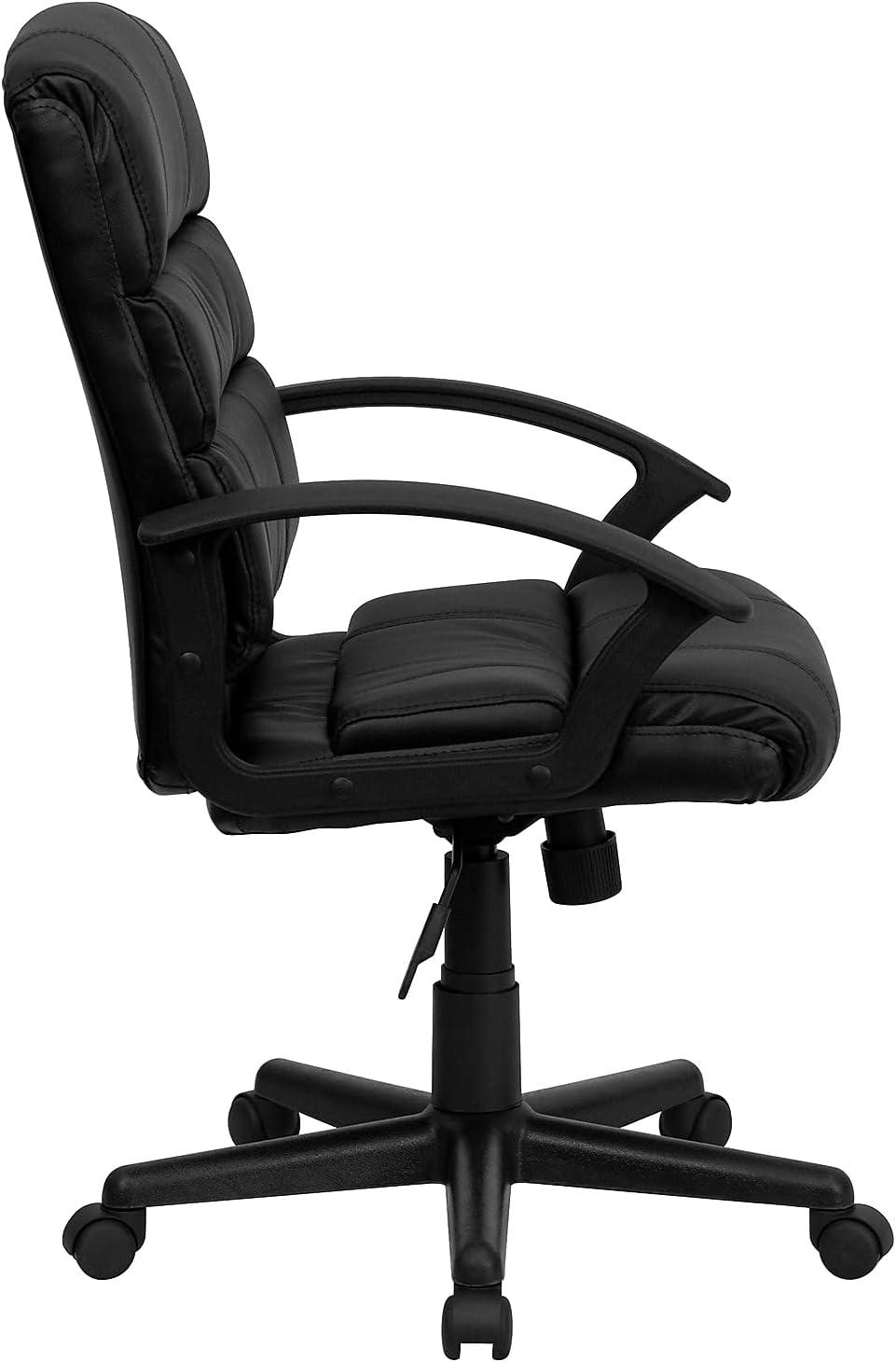 image:imageFlash Furniture Lane MidBack Black LeatherSoft Swivel Task Office Chair with Arms