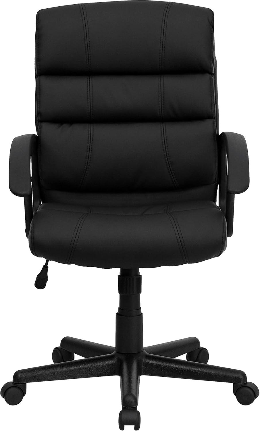 image:imageFlash Furniture Lane MidBack Black LeatherSoft Swivel Task Office Chair with Arms