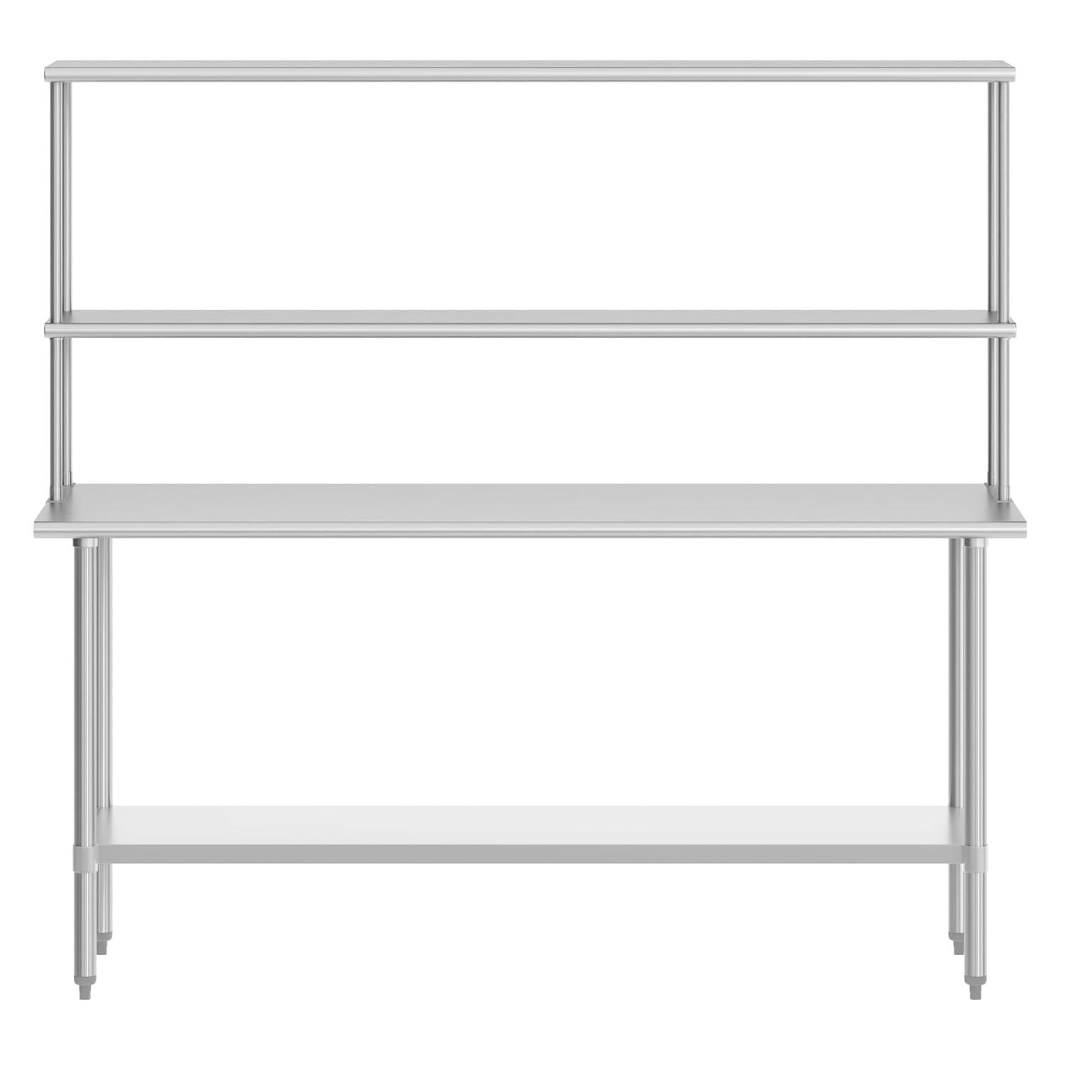 image:imageFlash Furniture Reese Prep and Work Table with NSF Certified 18 Gauge Stainless Steel Top Shelf and Double Overshelves with Galvanized Steel Undershelf 30 x 4824 x 72
