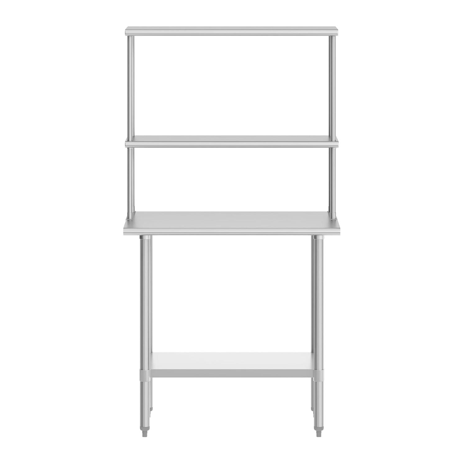image:imageFlash Furniture Reese Prep and Work Table with NSF Certified 18 Gauge Stainless Steel Top Shelf and Double Overshelves with Galvanized Steel Undershelf 30 x 4824 x 36