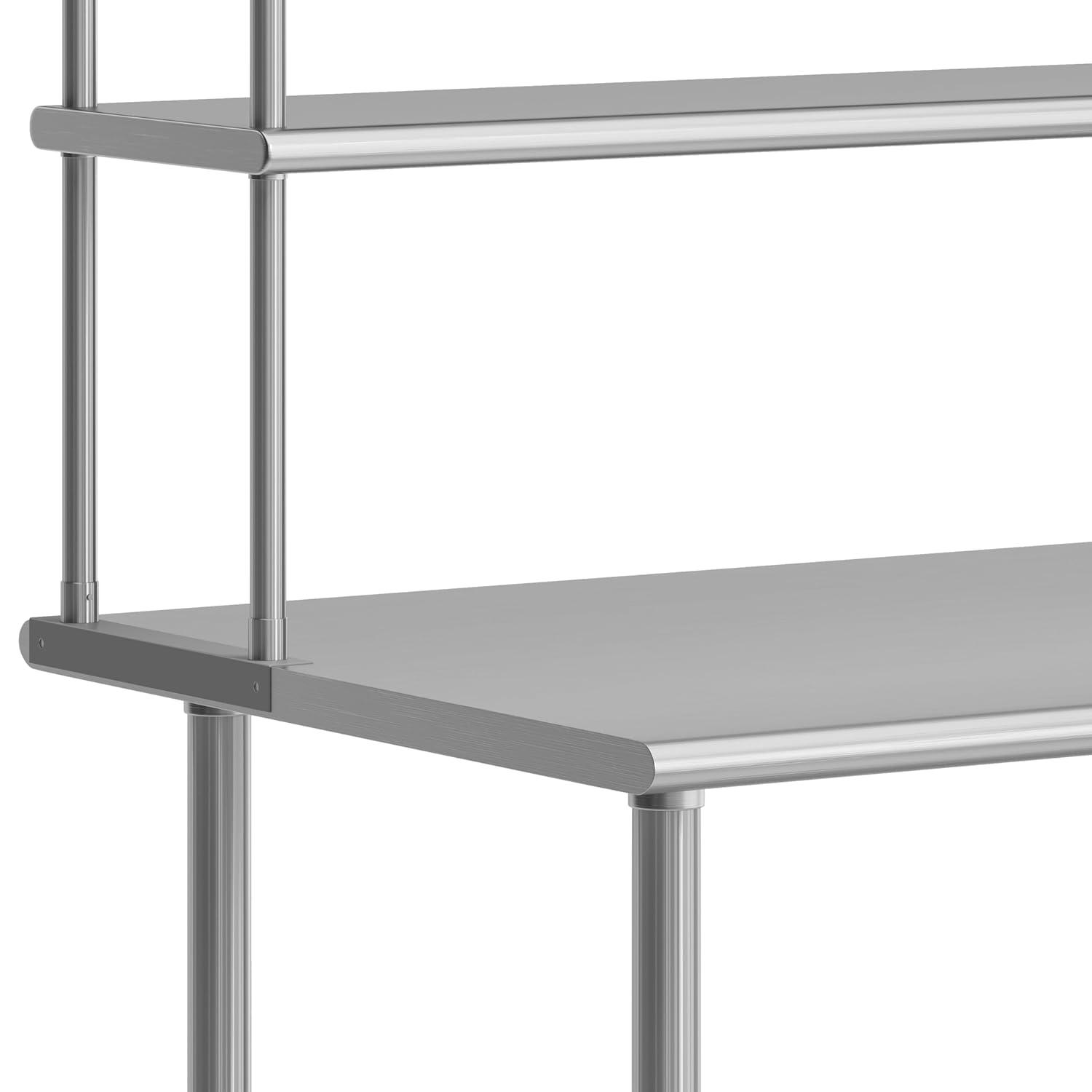 image:imageFlash Furniture Reese Prep and Work Table with NSF Certified 18 Gauge Stainless Steel Top Shelf and Double Overshelves with Galvanized Steel Undershelf 30 x 4830 x 72