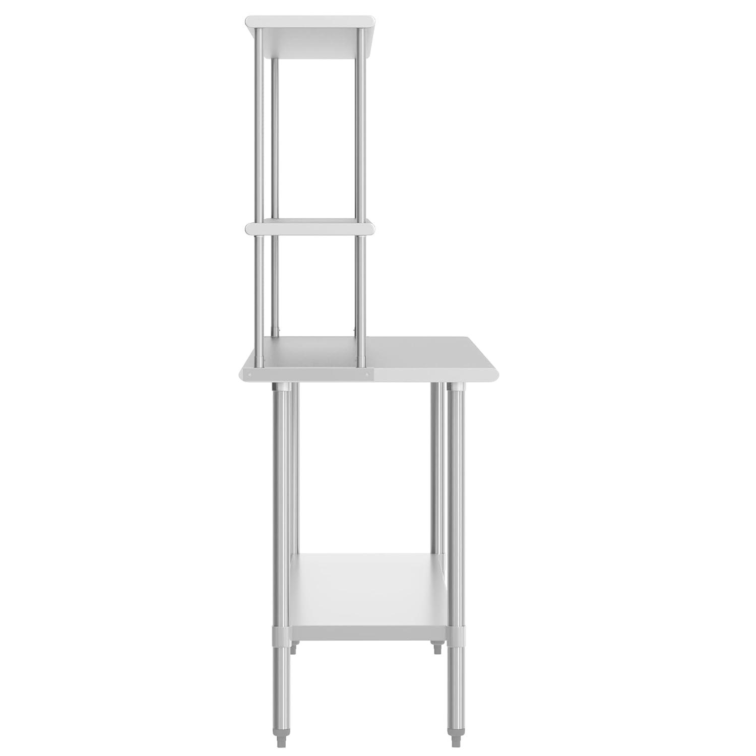 image:imageFlash Furniture Reese Prep and Work Table with NSF Certified 18 Gauge Stainless Steel Top Shelf and Double Overshelves with Galvanized Steel Undershelf 30 x 4830 x 48