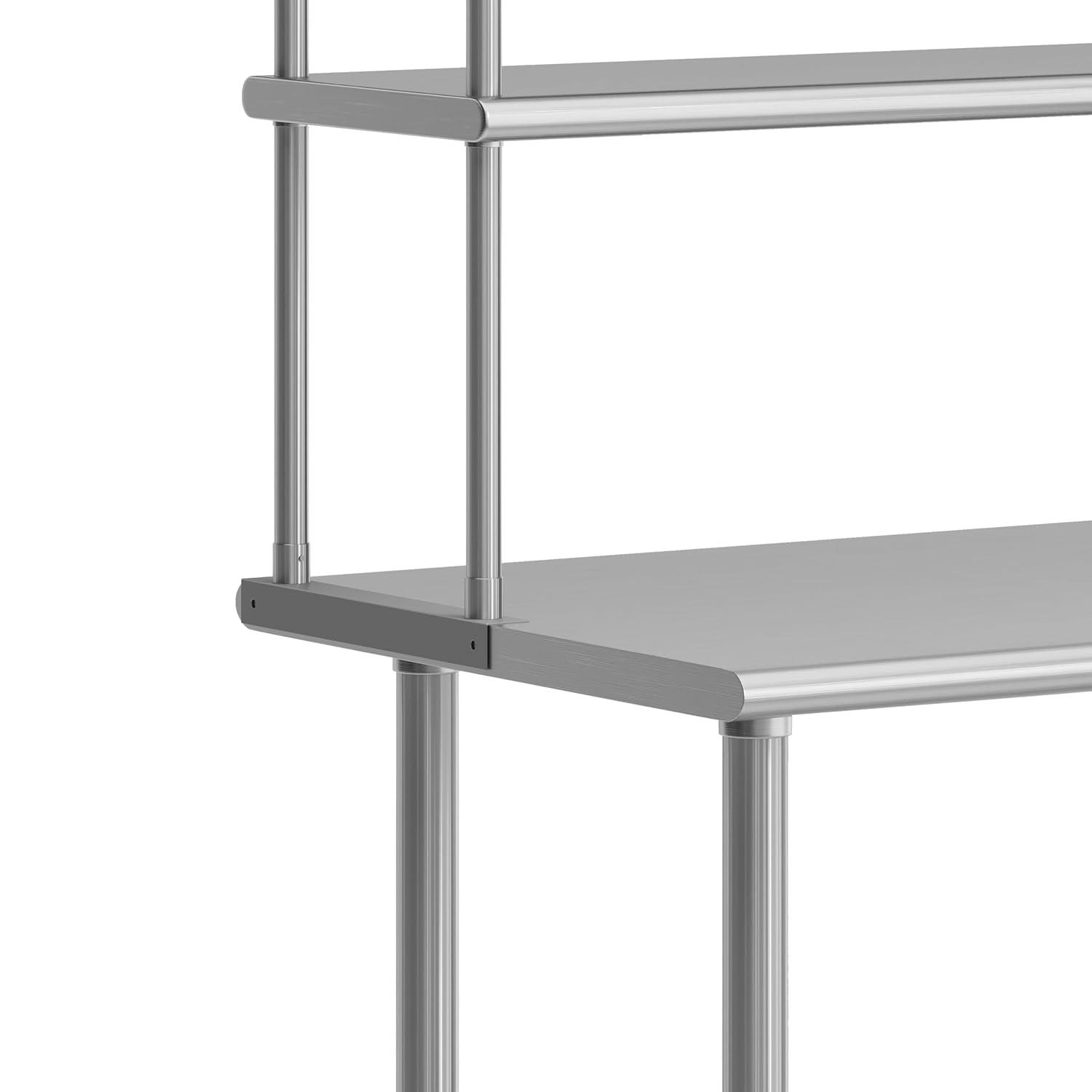 image:imageFlash Furniture Reese Prep and Work Table with NSF Certified 18 Gauge Stainless Steel Top Shelf and Double Overshelves with Galvanized Steel Undershelf 30 x 4824 x 48