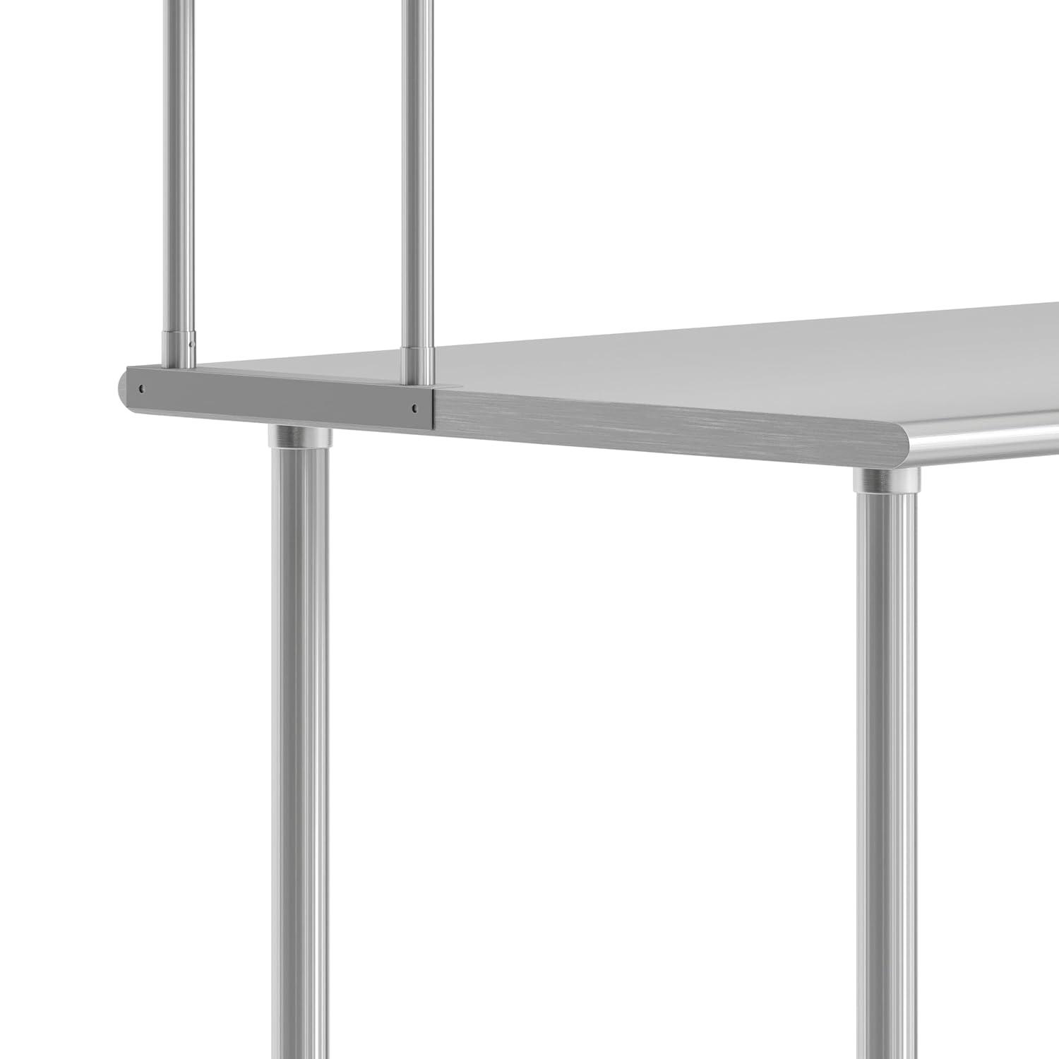 image:imageFlash Furniture Reese Prep and Work Table with NSF Certified 18 Gauge Stainless Steel Top Shelf and Double Overshelves with Galvanized Steel Undershelf 30 x 4830 x 48