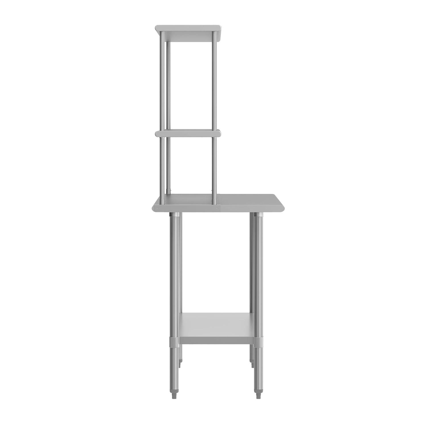 image:imageFlash Furniture Reese Prep and Work Table with NSF Certified 18 Gauge Stainless Steel Top Shelf and Double Overshelves with Galvanized Steel Undershelf 30 x 4824 x 48