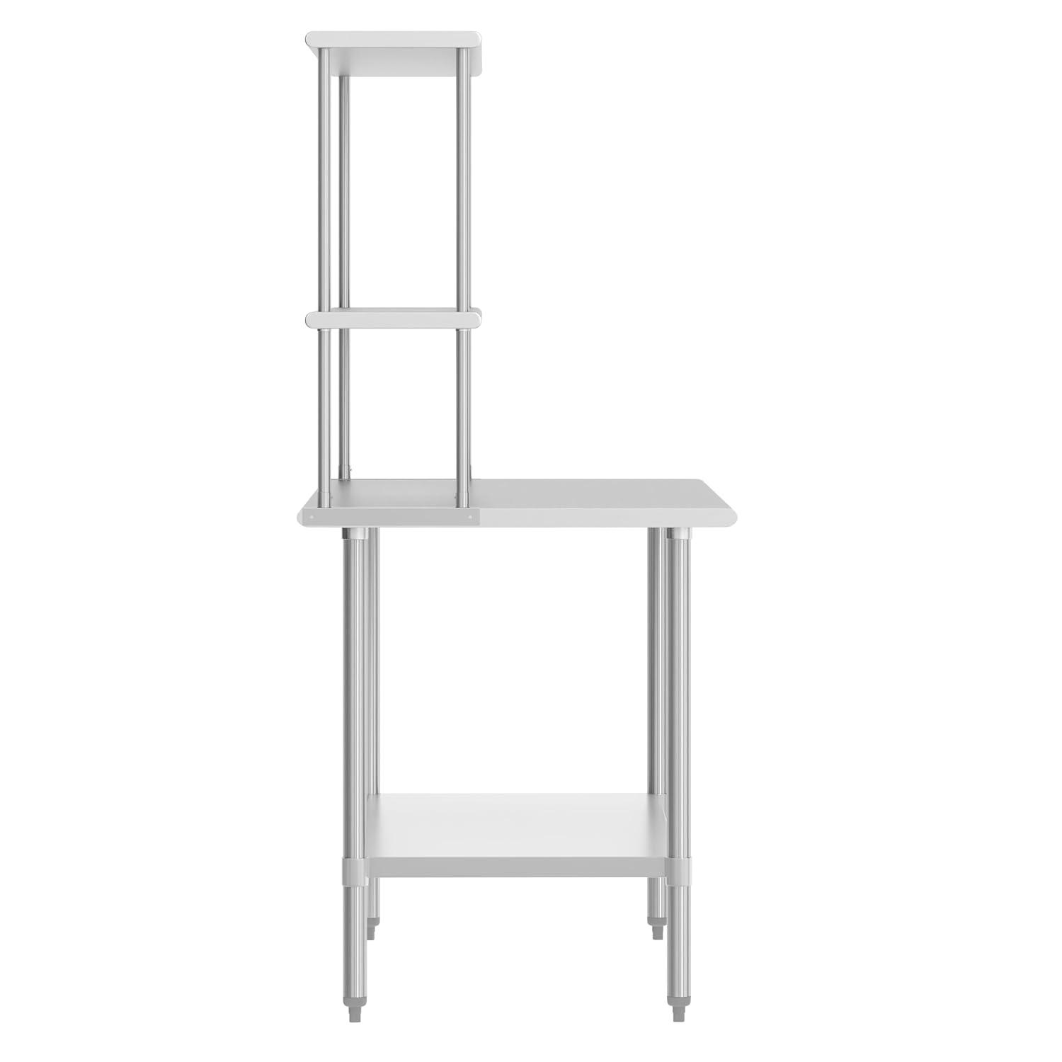 image:imageFlash Furniture Reese Prep and Work Table with NSF Certified 18 Gauge Stainless Steel Top Shelf and Double Overshelves with Galvanized Steel Undershelf 30 x 4824 x 72