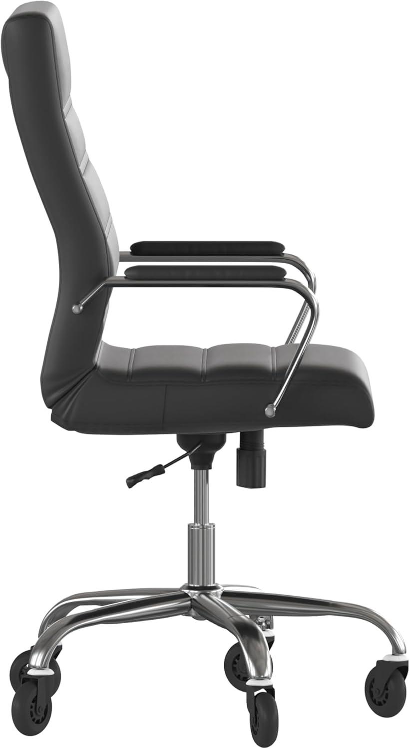 image:imageFlash Furniture Whitney High Back White LeatherSoft Executive Swivel Office Chair with Chrome Frame Arms and Transparent Roller WheelsBlack LeathersoftChrome Frame