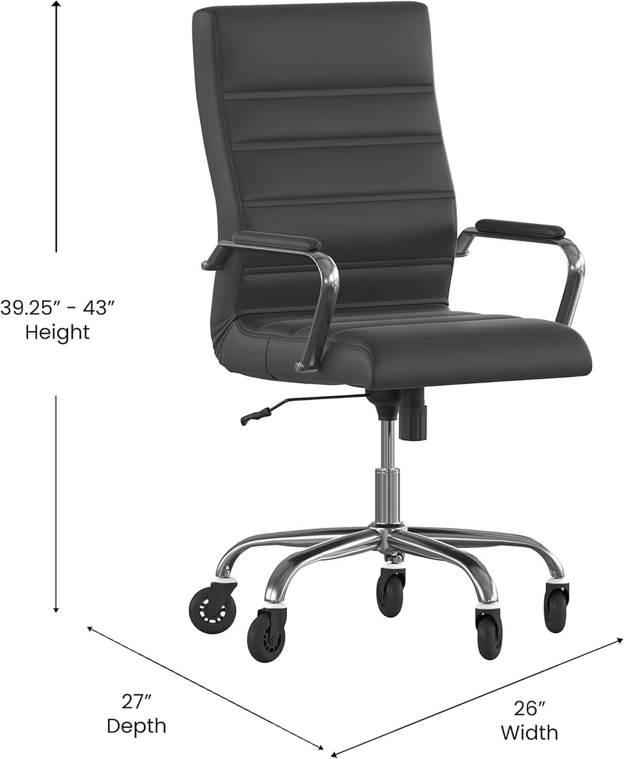 image:imageFlash Furniture Whitney High Back White LeatherSoft Executive Swivel Office Chair with Chrome Frame Arms and Transparent Roller WheelsBlack LeathersoftChrome Frame