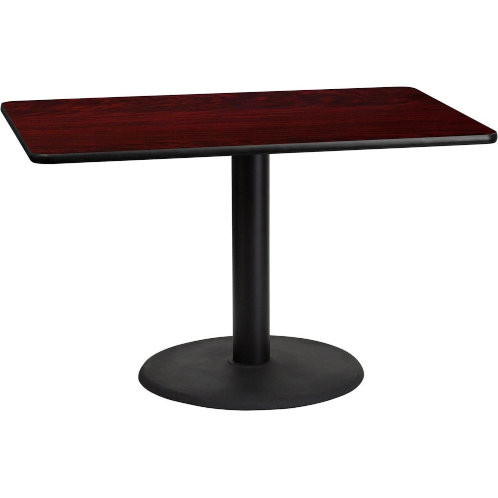 image:imageFlash Furniture 30 x 48 Rectangular Black Laminate Table Top with 24 Round Table Height BaseMahogany