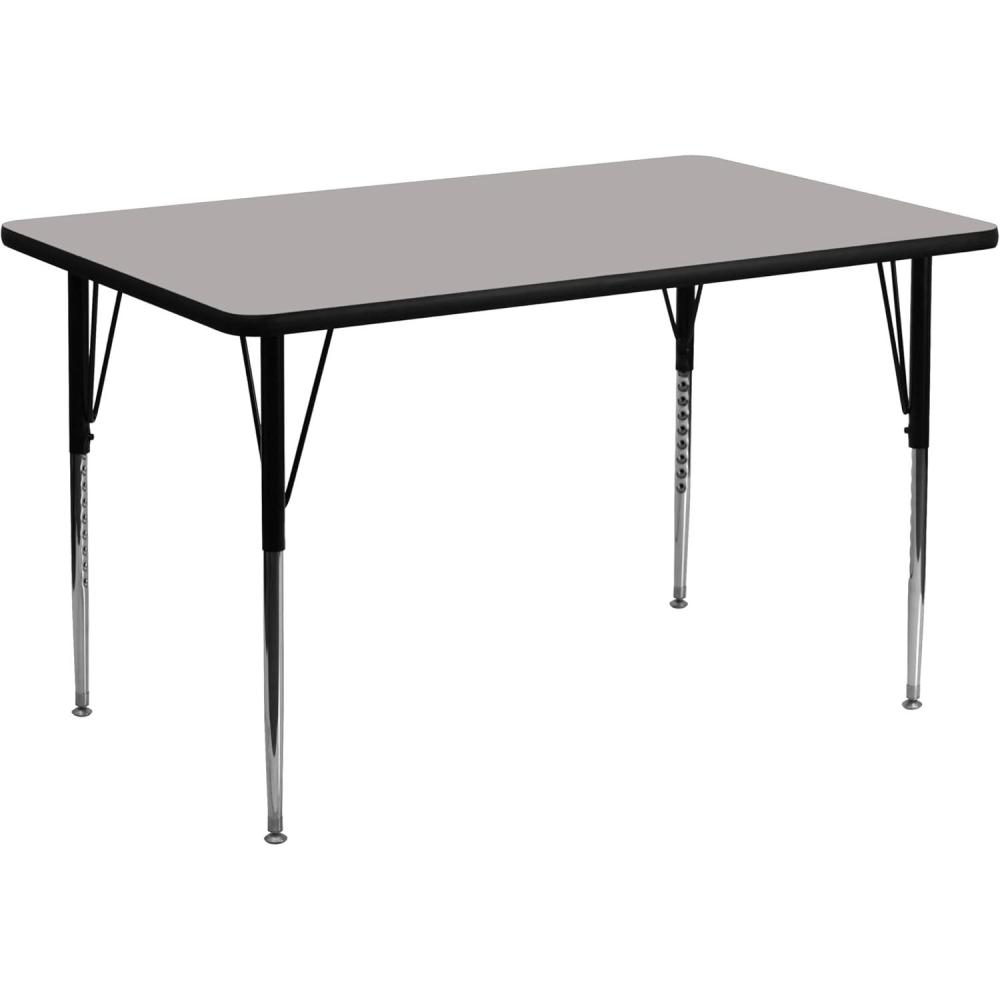 image:imageFlash Furniture 30W x 60L Rectangular Grey HP Laminate Activity Table Standard Height Adjustable LegsGrey
