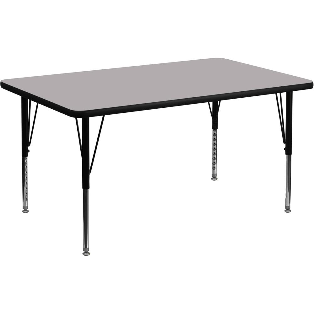 image:imageFlash Furniture 36W x 72L Rectangular Red Thermal Laminate Activity Table Height Adjustable Short LegsGrey