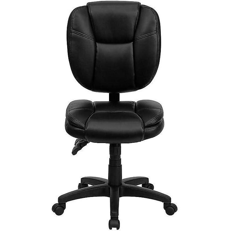 image:imageFlash Furniture Caroline MidBack Black LeatherSoft Multifunction Swivel Ergonomic Task Office Chair with Pillow Top CushioningBlack Leathersoft