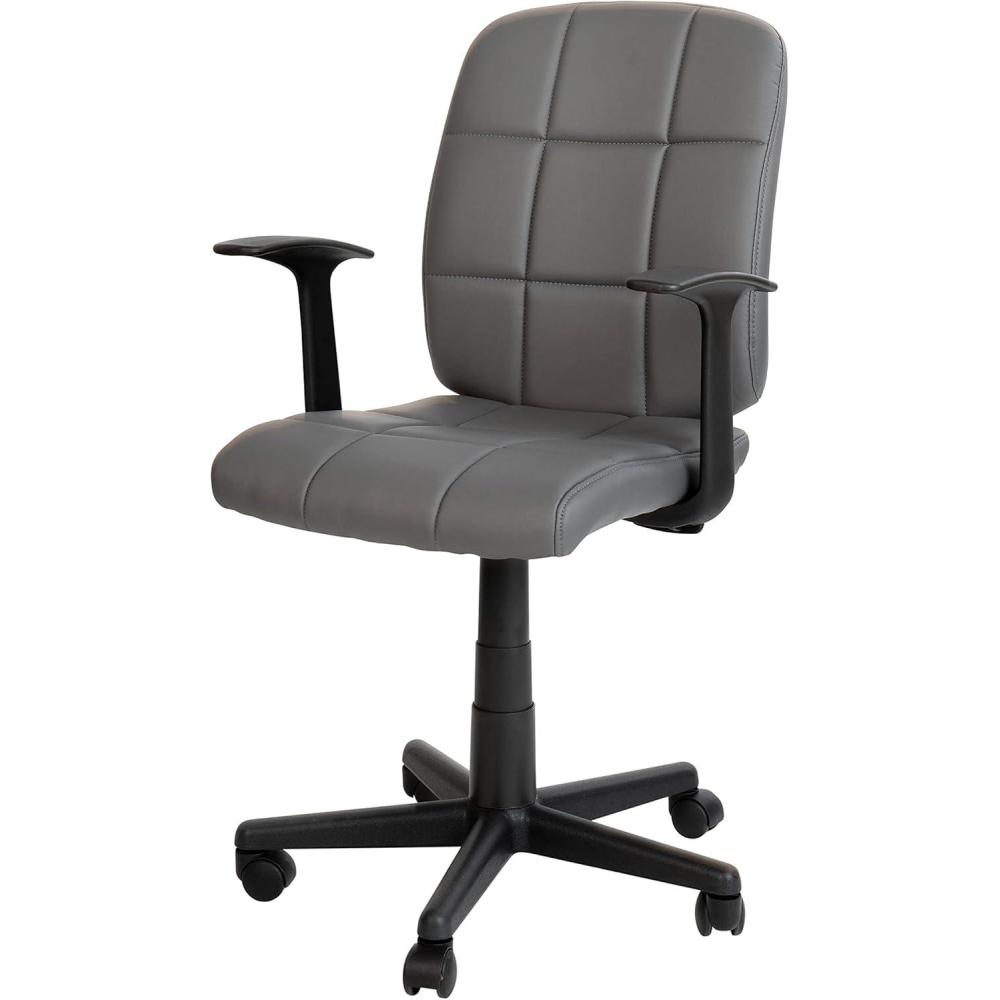 image:imageFlash Furniture Clayton MidBack Orange Quilted Vinyl Swivel Task Office Chair with ArmsGrey