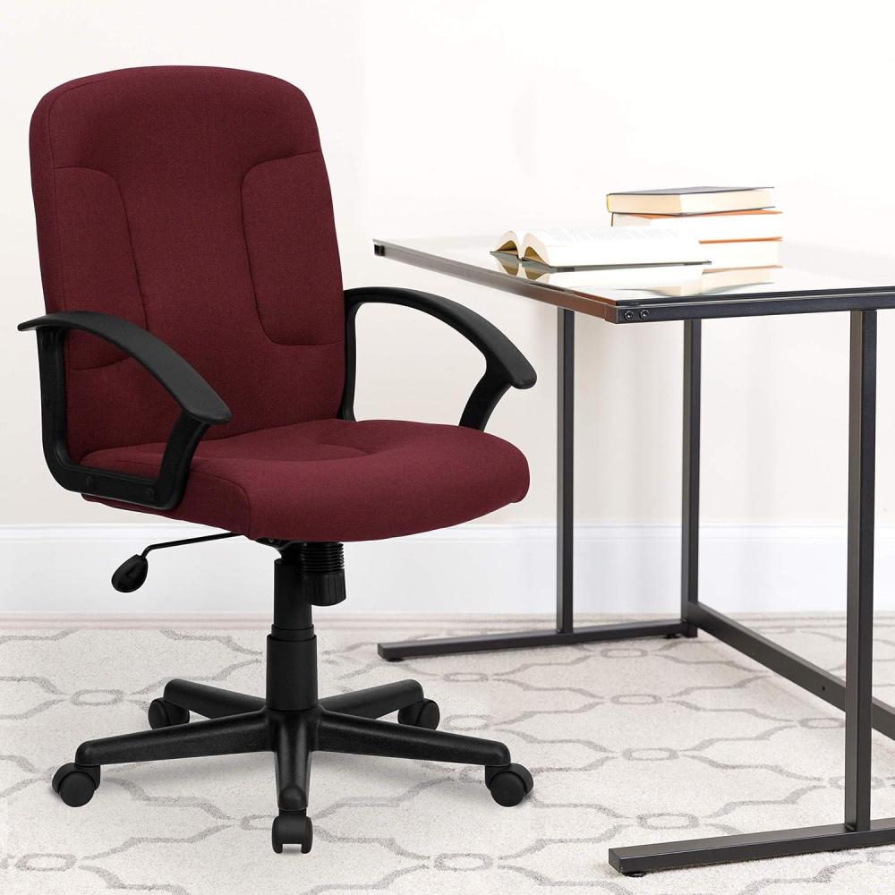image:imageFlash Furniture Garver MidBack Burgundy Fabric Executive Swivel Office Chair with Nylon Arms