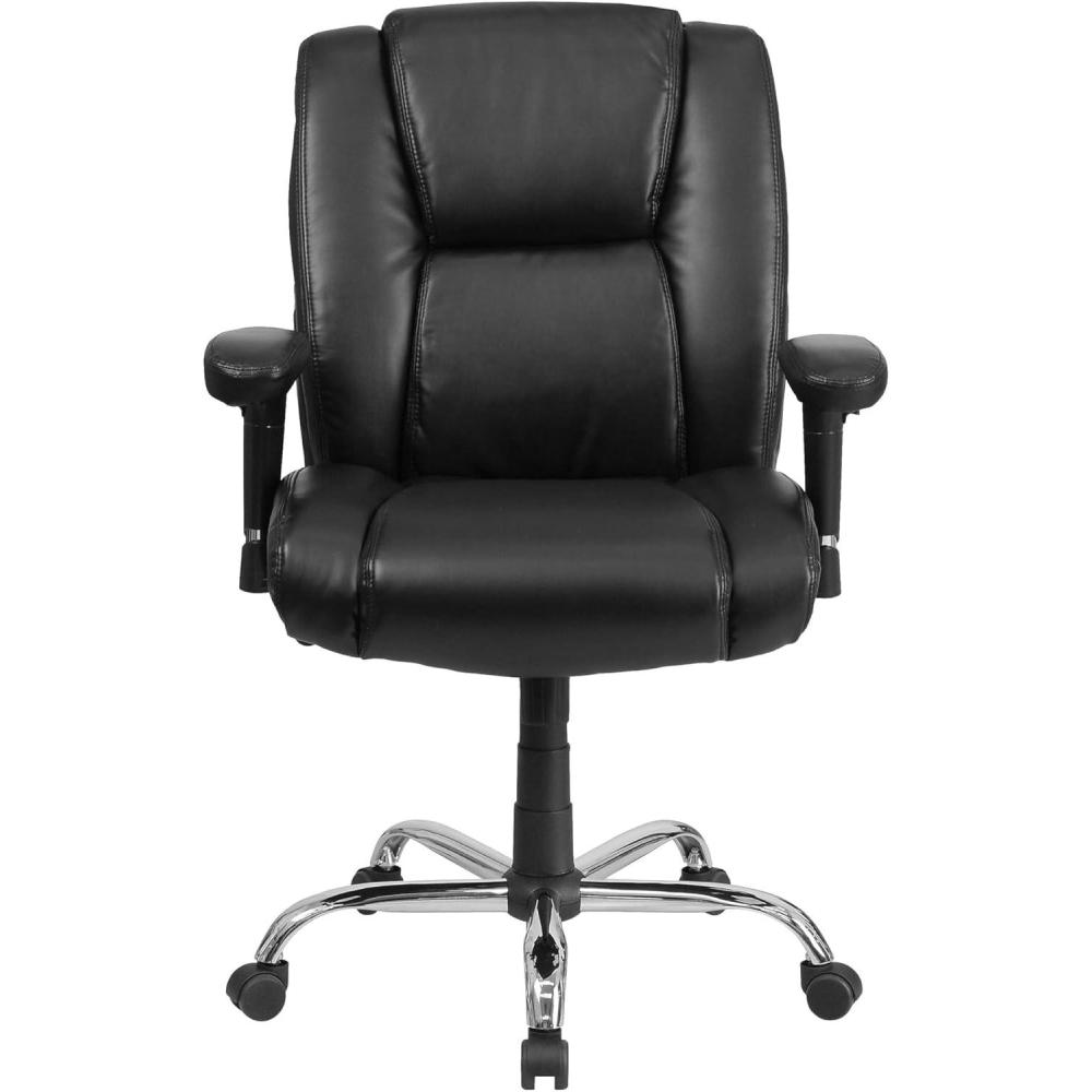 image:imageFlash Furniture HERCULES Series Big amp Tall 400 lb Rated Black LeatherSoft Ergonomic Task Office Chair with Chrome Base and Adjustable Arms
