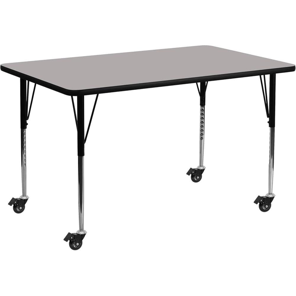 image:imageFlash Furniture Mobile 24W x 60L Rectangular Grey HP Laminate Activity Table Standard Height Adjustable LegsGrey