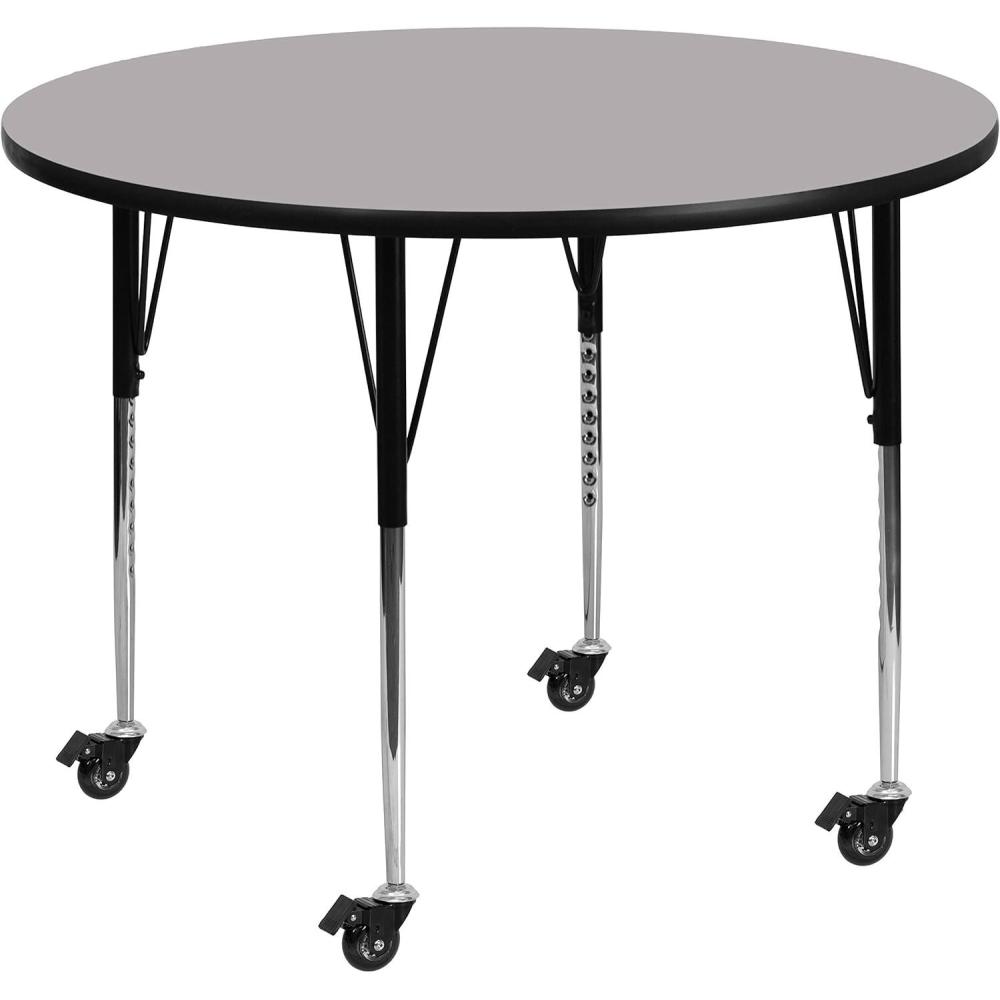image:imageFlash Furniture Mobile 48 Round Oak Thermal Laminate Activity Table Standard Height Adjustable LegsGrey