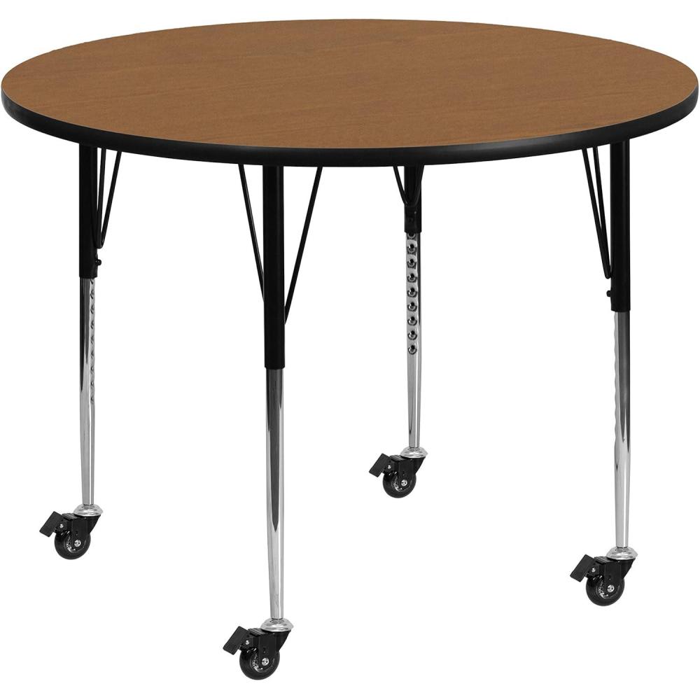 image:imageFlash Furniture Mobile 48 Round Oak Thermal Laminate Activity Table Standard Height Adjustable LegsOak