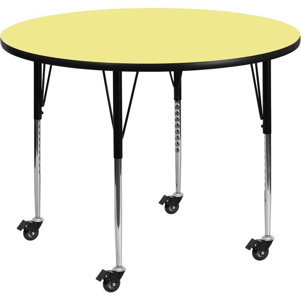 image:imageFlash Furniture Mobile 48 Round Oak Thermal Laminate Activity Table Standard Height Adjustable LegsYellow