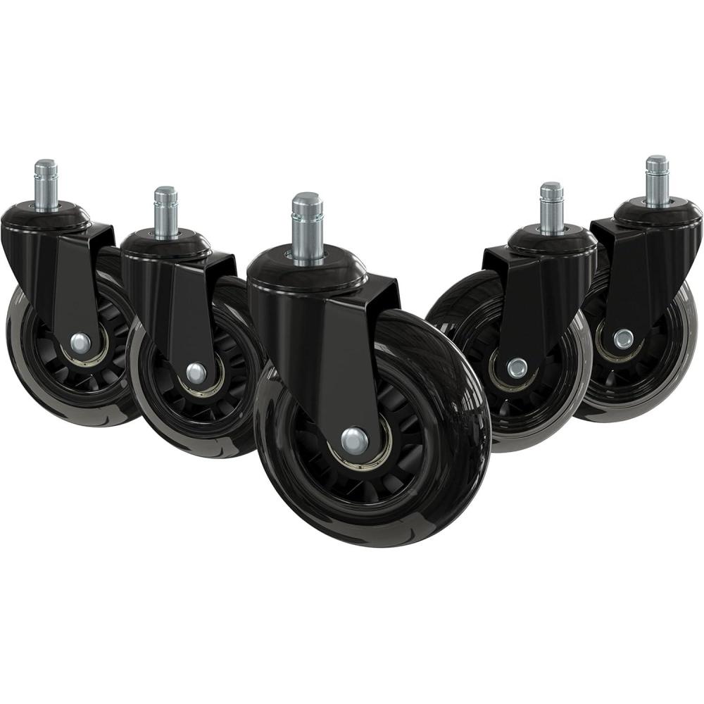 image:imageFlash Furniture Waylon Set of 5 Transparent Polyurethane Replacement Wheels for Gaming Business and Home Office Chairs Suitable for Hardwood amp Carpet
