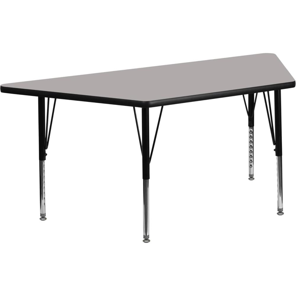 image:imageFlash Furniture Wren 225W x 45L Trapezoid Yellow HP Laminate Activity Table Height Adjustable Short LegsGrey