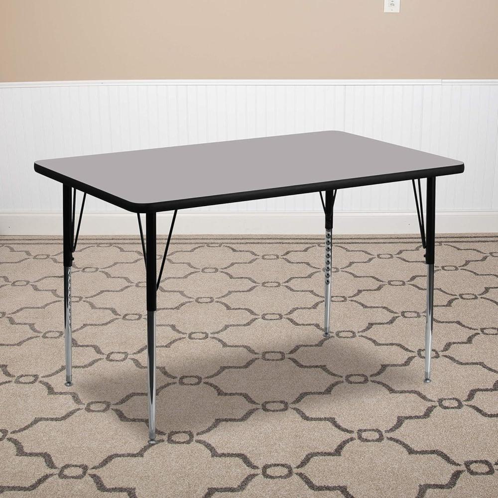 image:imageFlash Furniture Wren 30W x 72L Rectangular Grey Thermal Laminate Activity Table Standard Height Adjustable LegsGrey