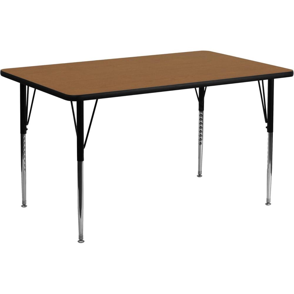 image:imageFlash Furniture Wren 30W x 72L Rectangular Grey Thermal Laminate Activity Table Standard Height Adjustable LegsOak