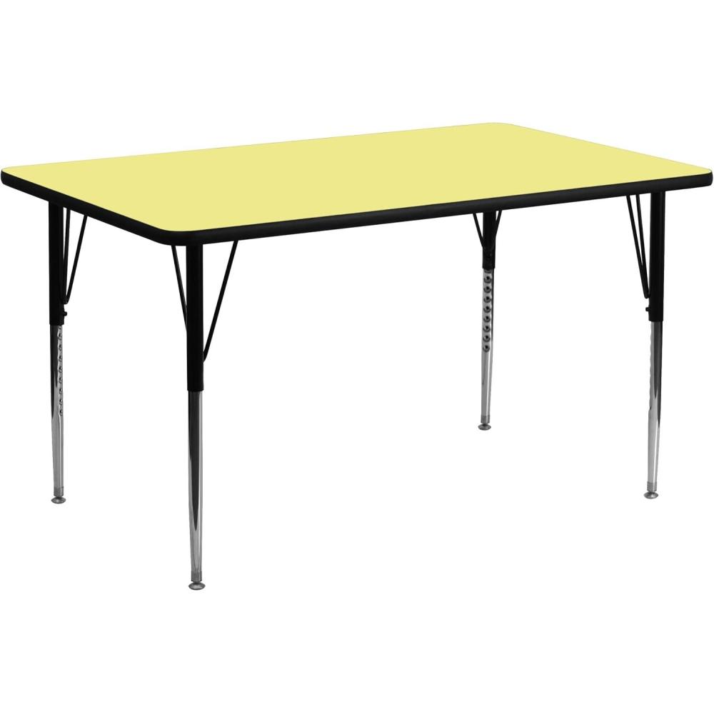 image:imageFlash Furniture Wren 30W x 72L Rectangular Grey Thermal Laminate Activity Table Standard Height Adjustable LegsYellow