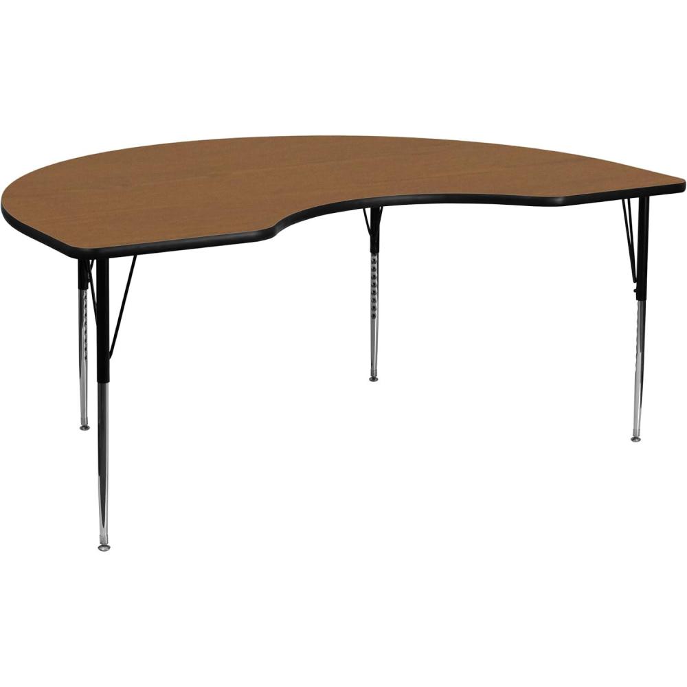 image:imageFlash Furniture Wren 48W x 96L Kidney Red Thermal Laminate Activity Table Standard Height Adjustable LegsOak
