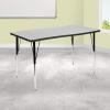Flash Furniture 28″W x 47.5″L Rectangular Wave Collaborative Oak Thermal Laminate Activity Table – Standard Height Adjustable Legs(Grey)