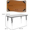 Flash Furniture 28″W x 47.5″L Rectangular Wave Collaborative Oak Thermal Laminate Activity Table – Standard Height Adjustable Legs(Grey)