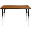 Flash Furniture 28″W x 47.5″L Rectangular Wave Collaborative Oak Thermal Laminate Activity Table – Standard Height Adjustable Legs(Oak)