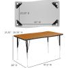 Flash Furniture 28″W x 47.5″L Rectangular Wave Collaborative Oak Thermal Laminate Activity Table – Standard Height Adjustable Legs(Oak)