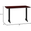 Flash Furniture 30” x 48” Rectangular Mahogany Laminate Table Top with 5” x 22” Table Height Bases(Mahogany)